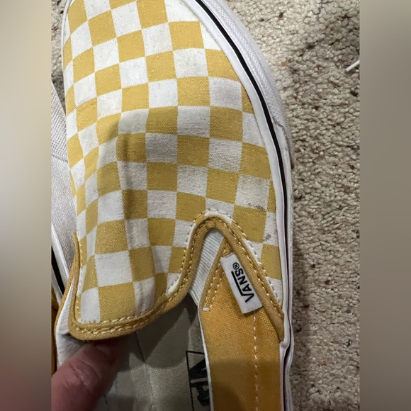 Vans yellow white checkered shoes men’s 7 women’s 8.5 - Picture 8 of 9